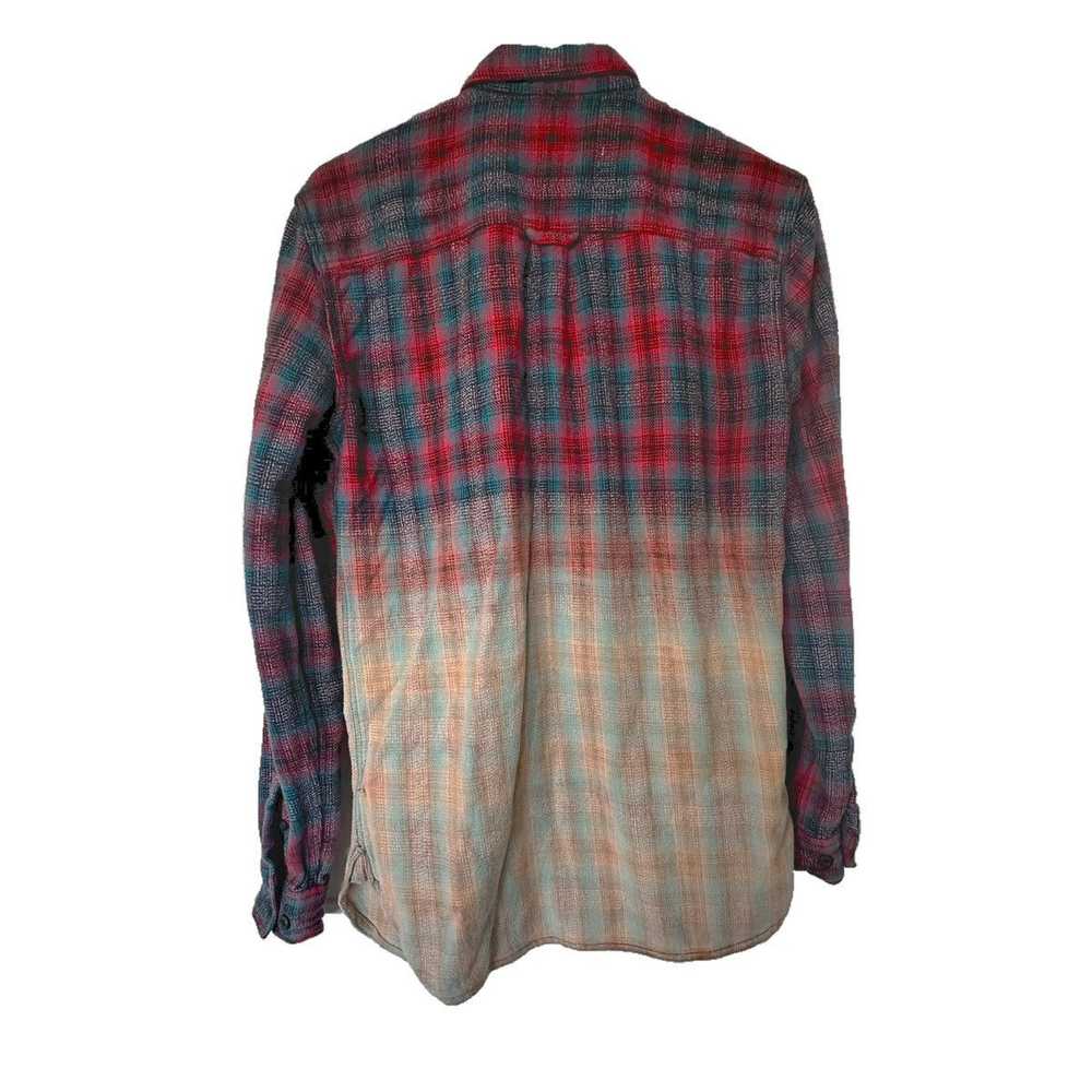 Koto Koto Dip Bleached Ombre Plaid Flannel Shirt - image 2