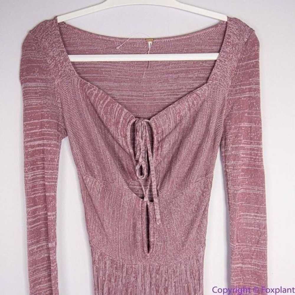 NEW Free People Pink Long Sleeve Knit Flare Pleat… - image 3