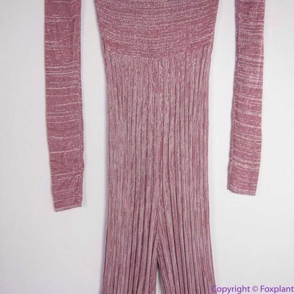 NEW Free People Pink Long Sleeve Knit Flare Pleat… - image 5