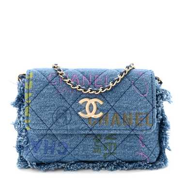 CHANEL Denim Quilted Denim Mood Clutch With Chain 