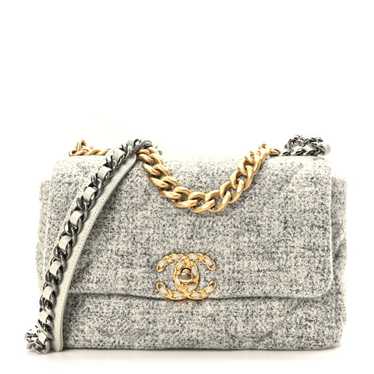 CHANEL Tweed Quilted Medium Chanel 19 Flap - image 1