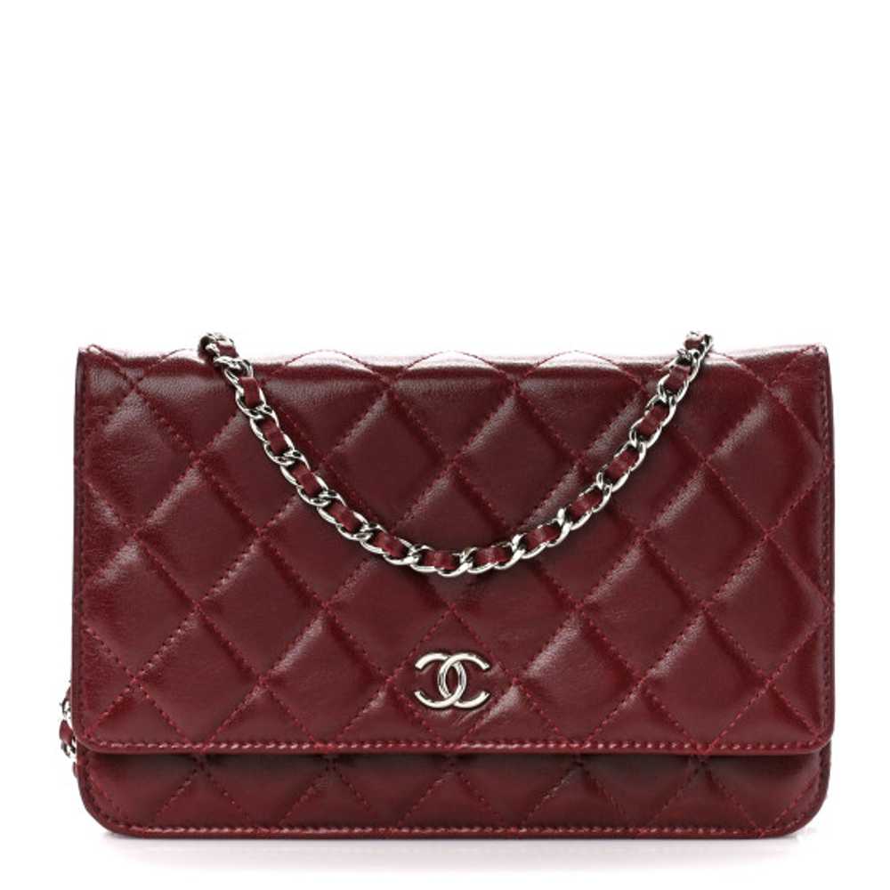 CHANEL Lambskin Quilted Wallet On Chain WOC Burgu… - image 1