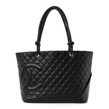 CHANEL Calfskin Quilted Large Cambon Tote Black