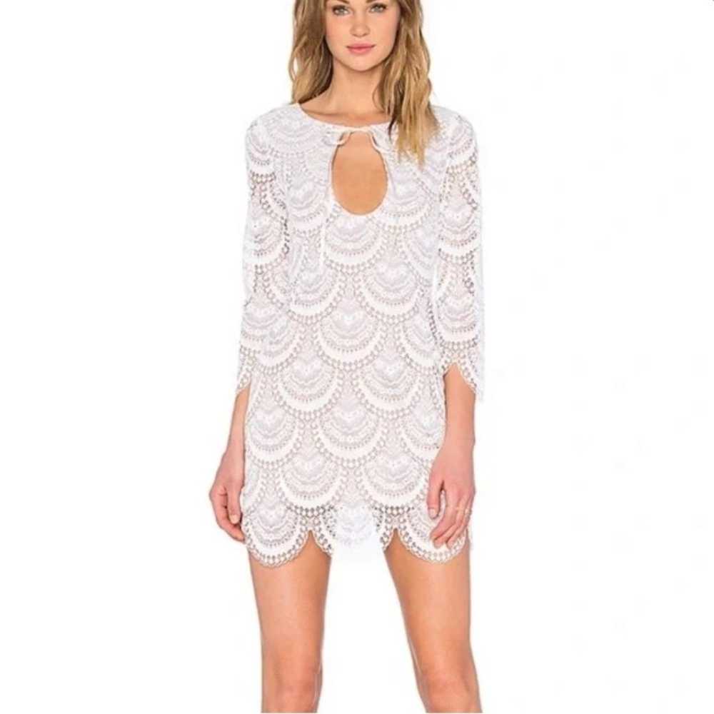 For Love and Lemons white lace embroidered mini l… - image 2