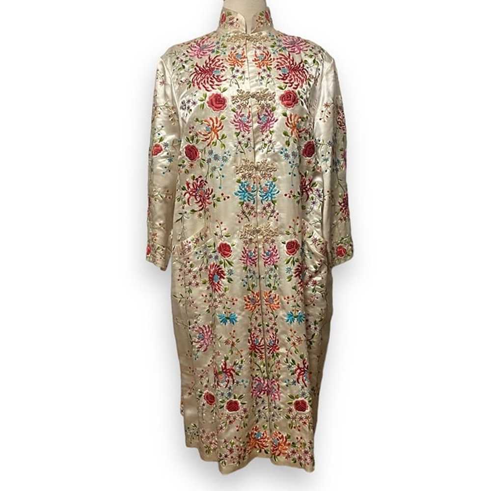 Vintage Embroidery Silk Jacket Robe Dress by Plum… - image 3