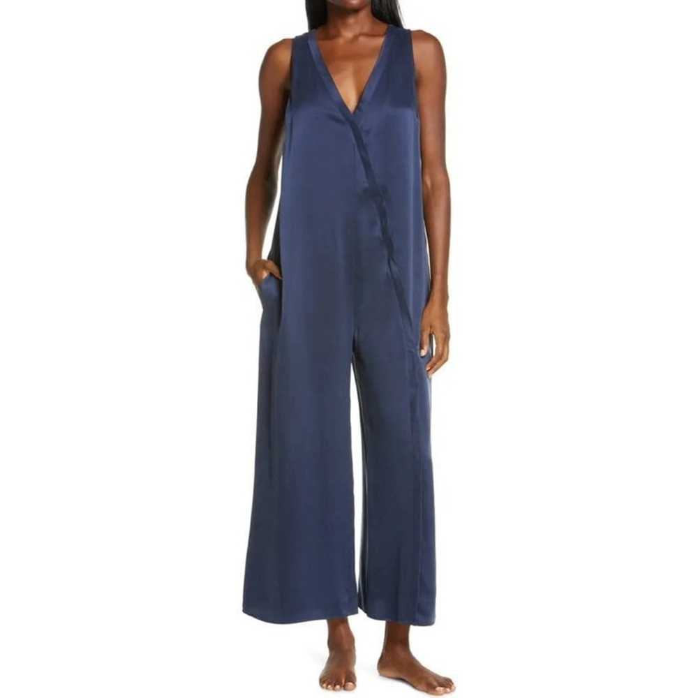 Lunya Navy Blue 100% Silk Sleeveless Jumpsuit - image 1