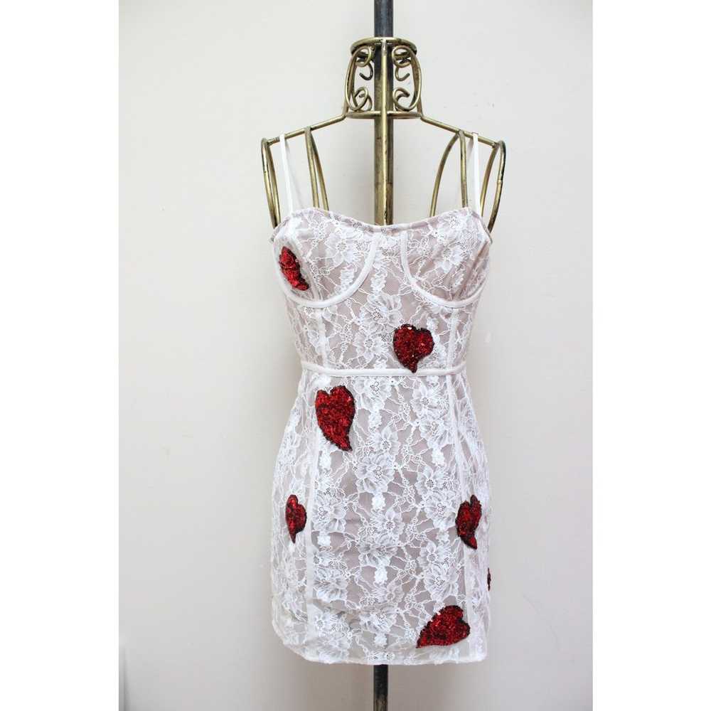 For Love & Lemons Christy White Lace Heart Sequin… - image 2