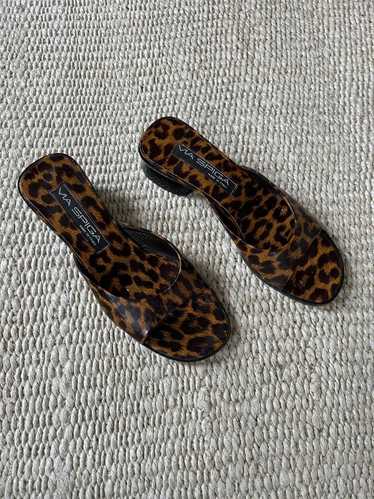 Via Spiga Patent Leather Leopard Slides (7) | Used