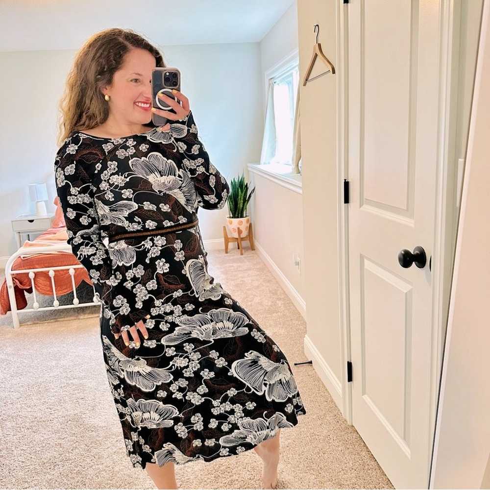 NWT WARM NY Black Floral Long Sleeve Maxi Dress 0 - image 1
