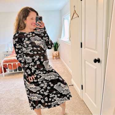 NWT WARM NY Black Floral Long Sleeve Maxi Dress 0 - image 1
