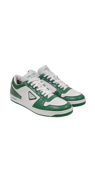 Prada Green White Leather Downtown Sneakers - 0187