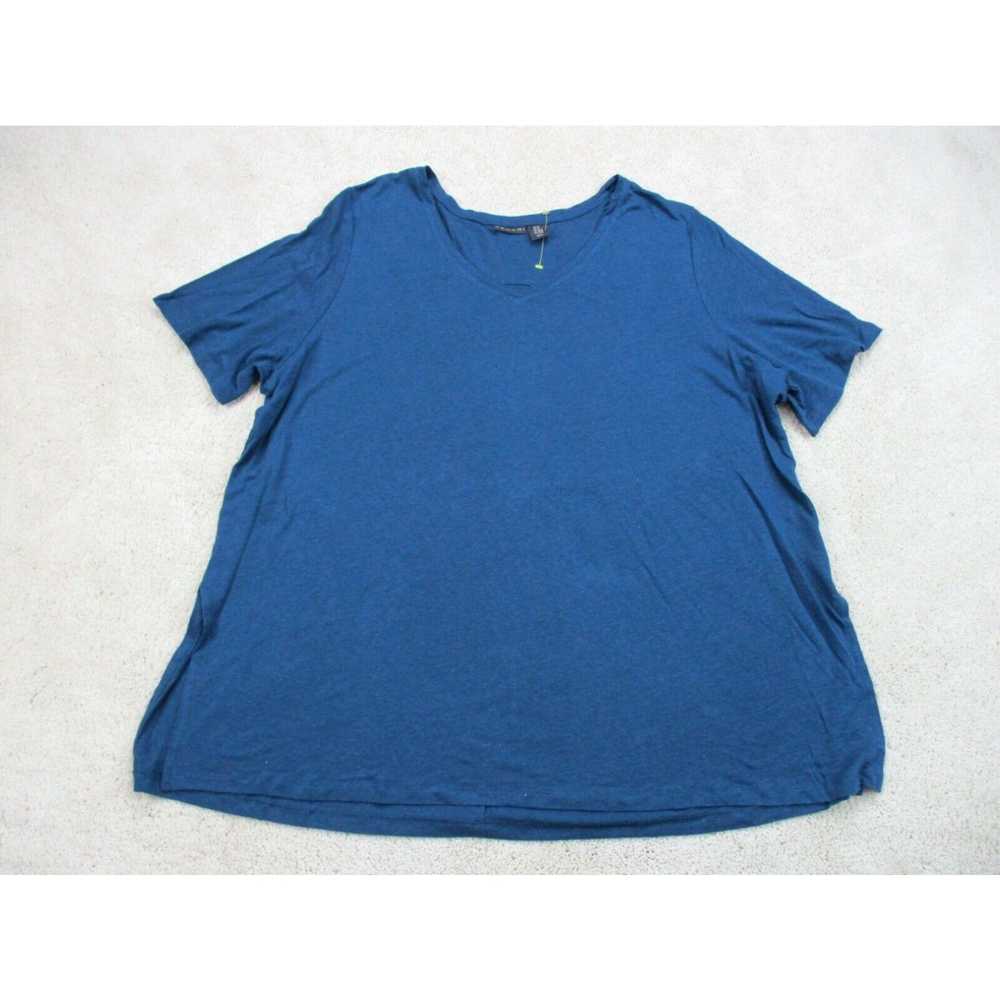 Vintage Tahari Shirt Women 2XL XXL Blue Green Sho… - image 1