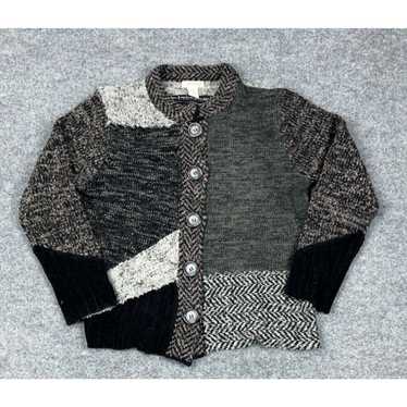 Orvis Orvis Gray Black Chunky Knit Abstract Cardi… - image 1