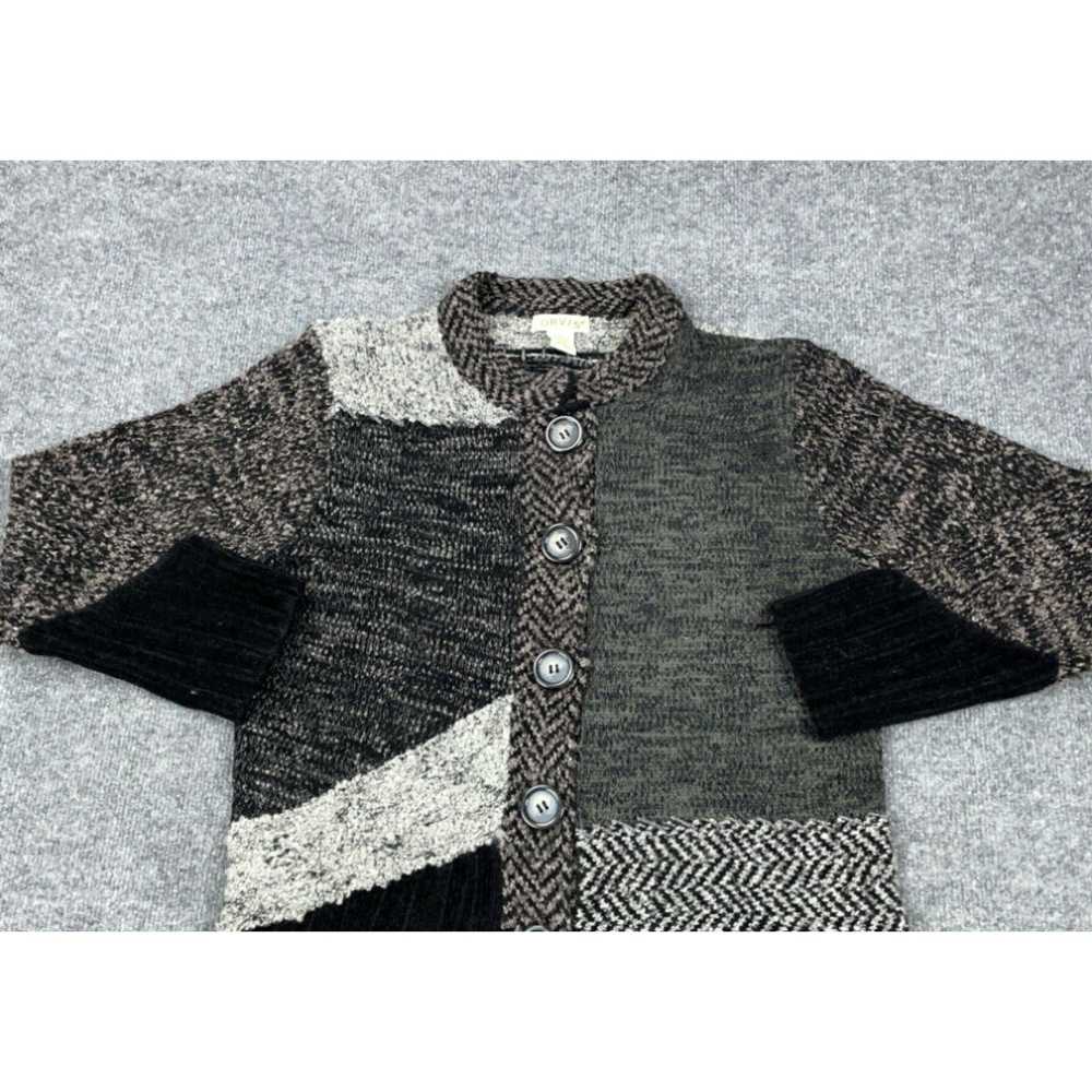 Orvis Orvis Gray Black Chunky Knit Abstract Cardi… - image 3