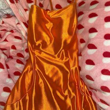 orange satin Madison James prom dress - image 1