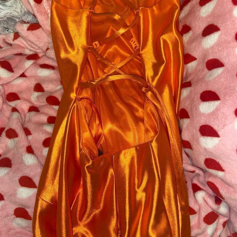 orange satin Madison James prom dress - image 2