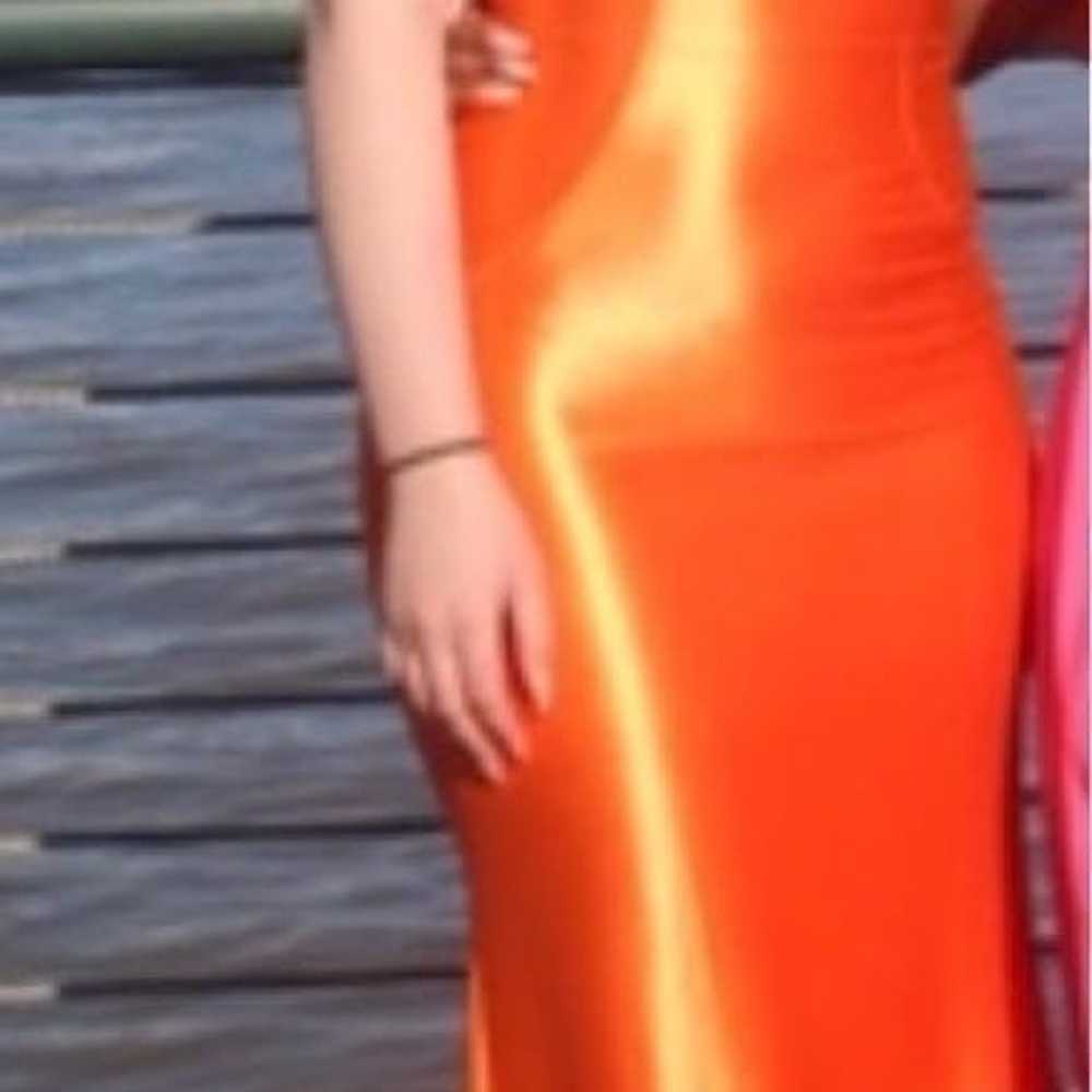 orange satin Madison James prom dress - image 3