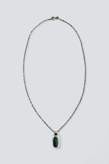 Sterling Silver Malachite Pendant Necklace - image 1