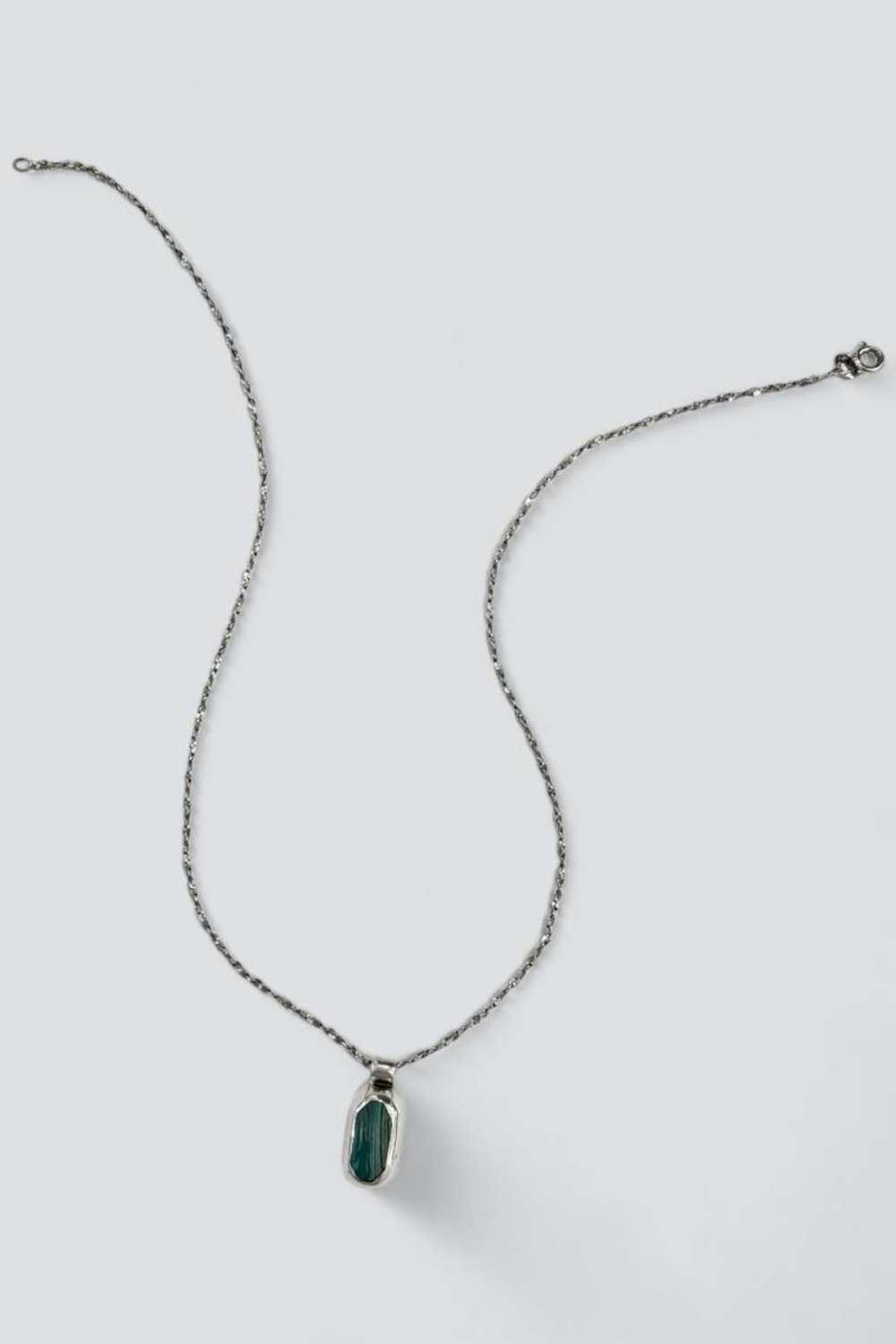 Sterling Silver Malachite Pendant Necklace - image 2