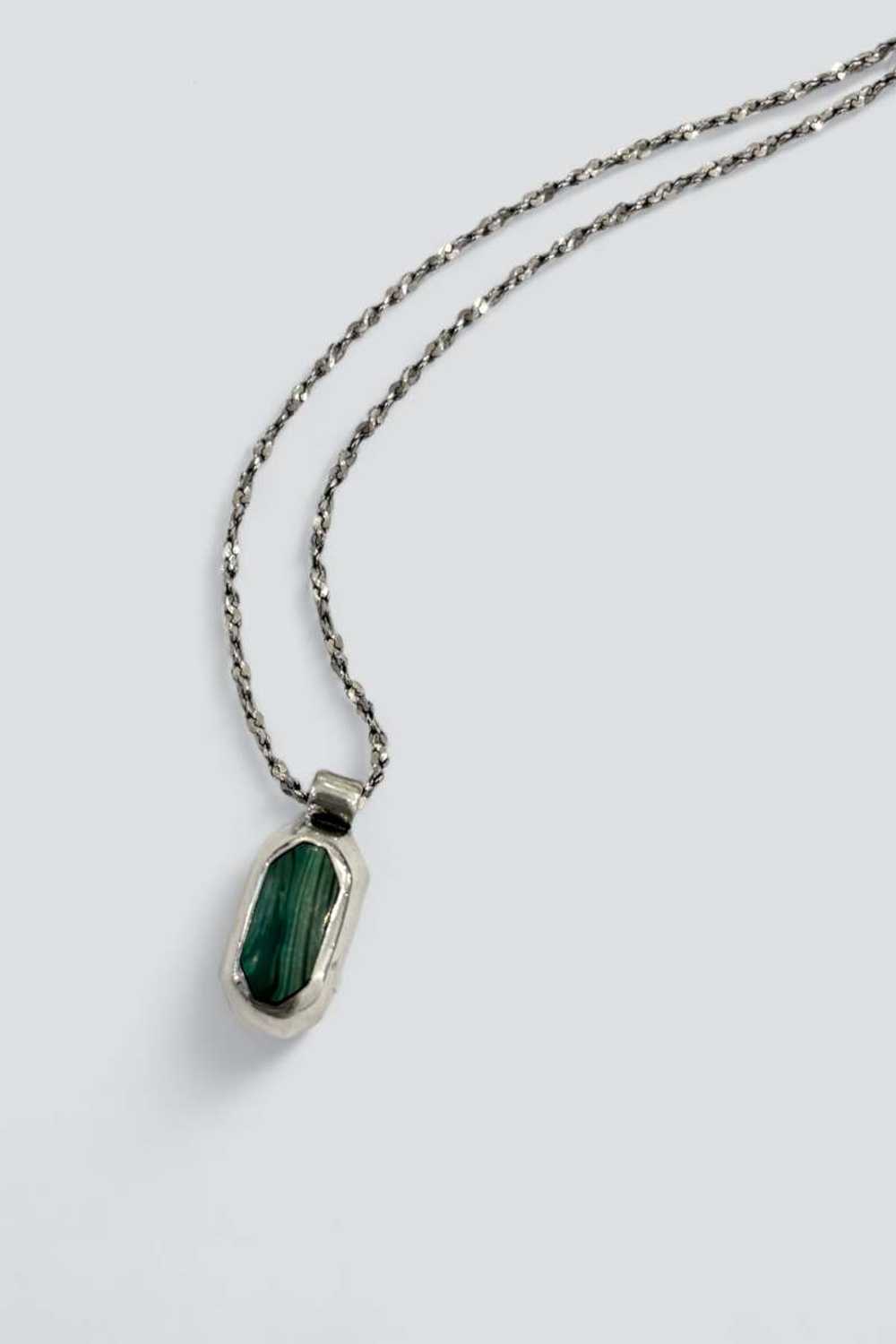 Sterling Silver Malachite Pendant Necklace - image 3