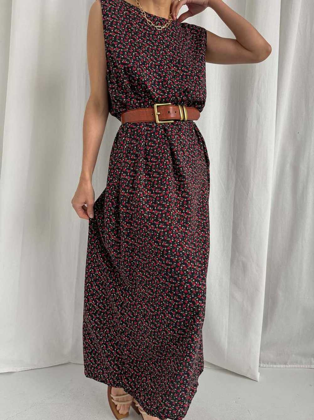 Vintage Sleeveless Maxi Dress - Cocoa/Floral - image 2
