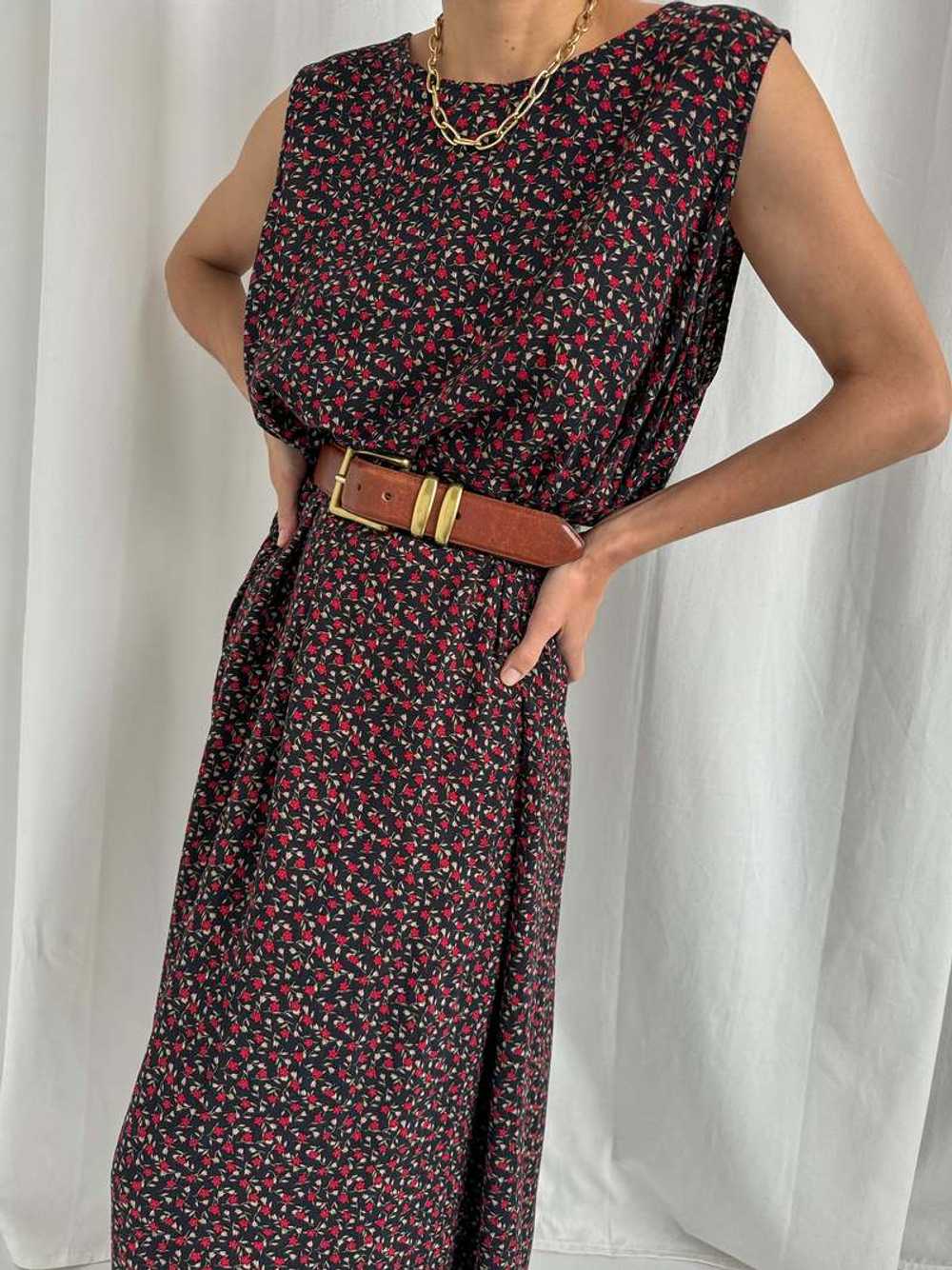 Vintage Sleeveless Maxi Dress - Cocoa/Floral - image 4