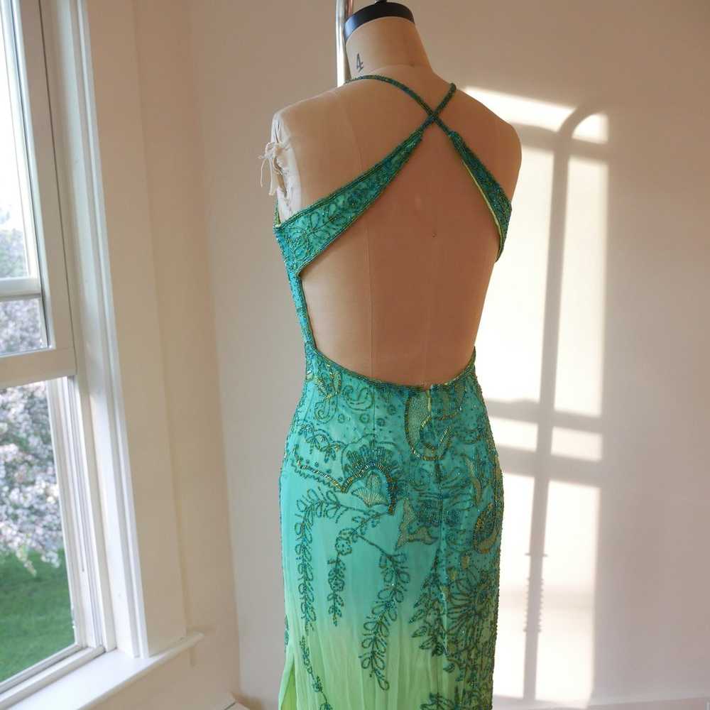 Hand-Beaded Silk Gown Y2K Vintage Prom Dress Even… - image 10