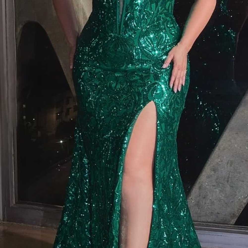 Plus size green prom dress - image 1