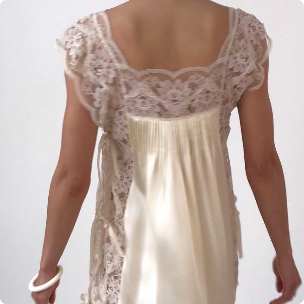 Vintage Lemon Mousse Silk Floral Lace Chemise Dre… - image 5