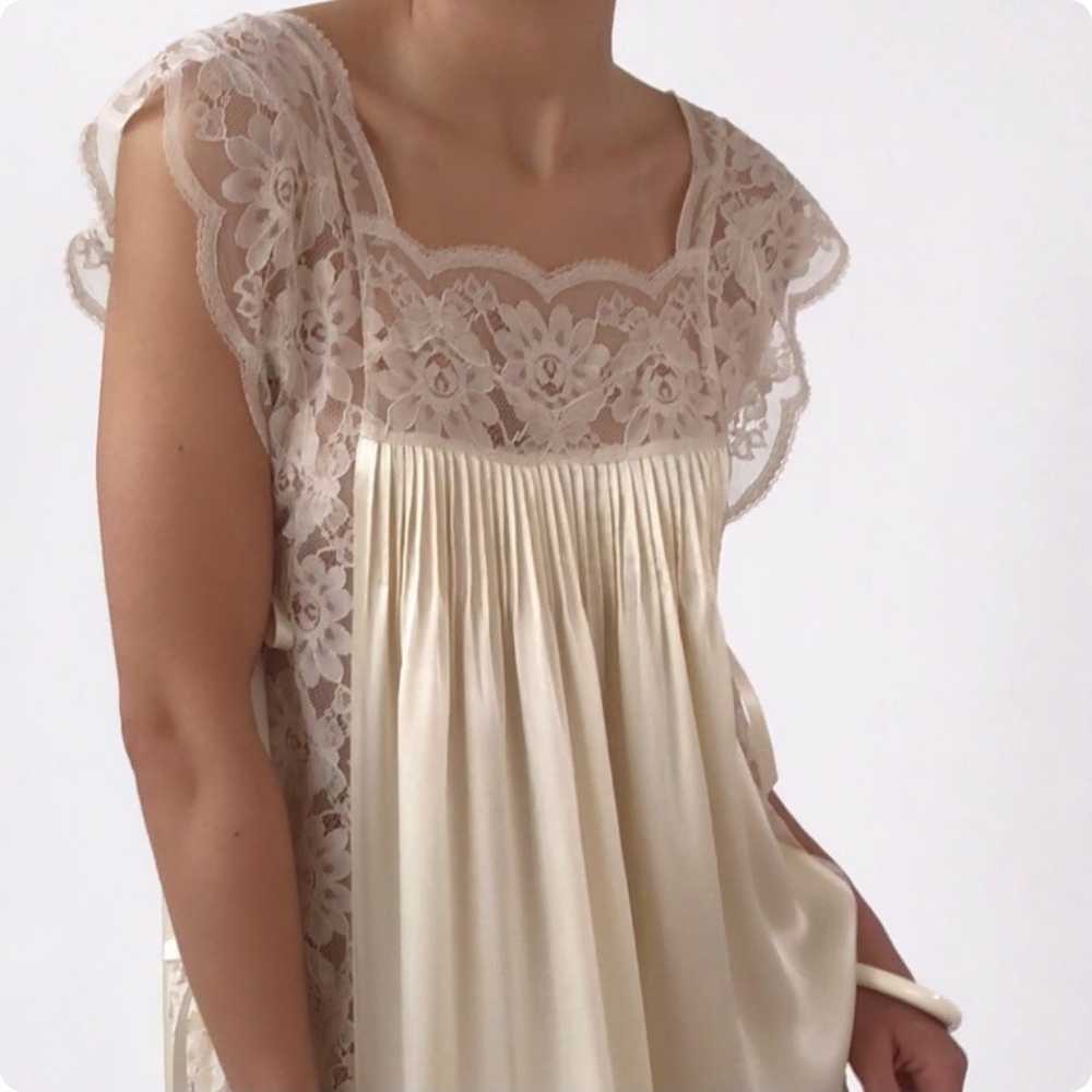 Vintage Lemon Mousse Silk Floral Lace Chemise Dre… - image 7