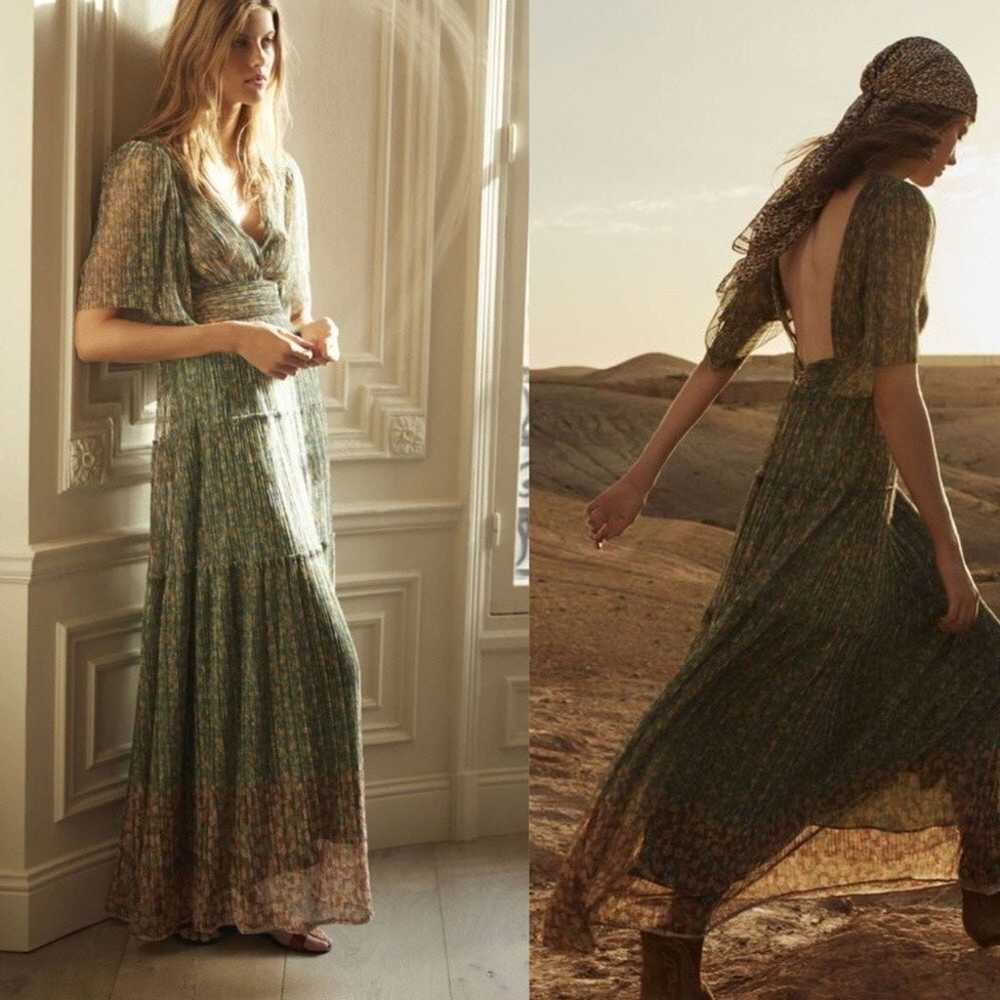 Ba&sh LONG PERLA OPEN BACK DRESS LIGHT GREEN WOME… - image 1