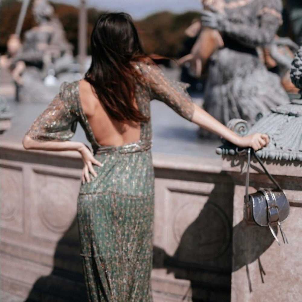 Ba&sh LONG PERLA OPEN BACK DRESS LIGHT GREEN WOME… - image 2
