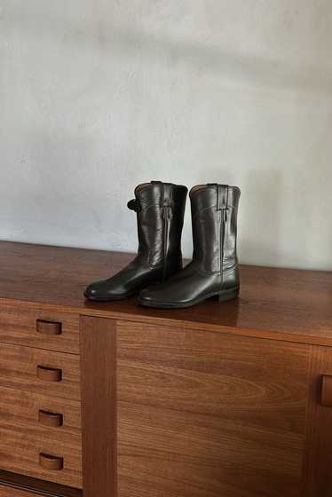 1980's GREY JUSTIN LEATHER ROPER BOOTS | SIZE 6.5