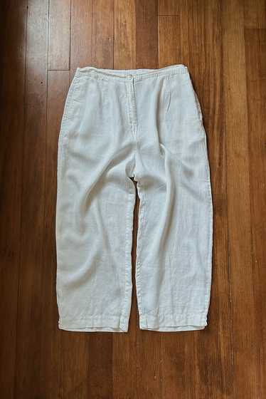 1990's WHITE LINEN LOUNGE PANTS | SIZE L
