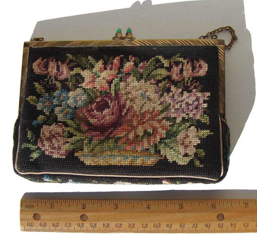 Vintage 30s Petit Point Purse Tapestry Needlepoin… - image 5