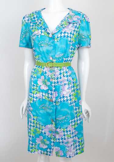 1960s Mod Flower Print House Dress - image 1