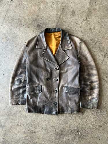 1980s Double Breasted Distressed Leather Jacket