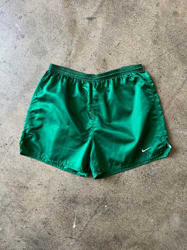 1990s Nike Athletic Nylon Green Shorts 4" Inseam