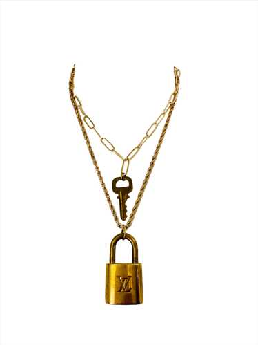 Louis Vuitton Brass Key & Lock Necklace Set
