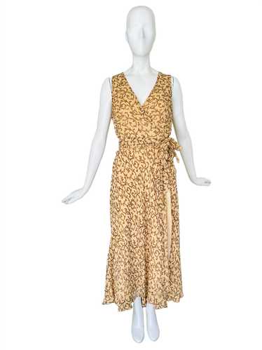 Ralph Lauren Beige Silk Printed Wrap Dress