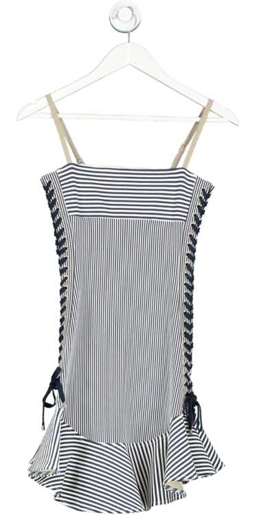 Just Cavalli Blue Stripe Lace Up Side Mini Dress U