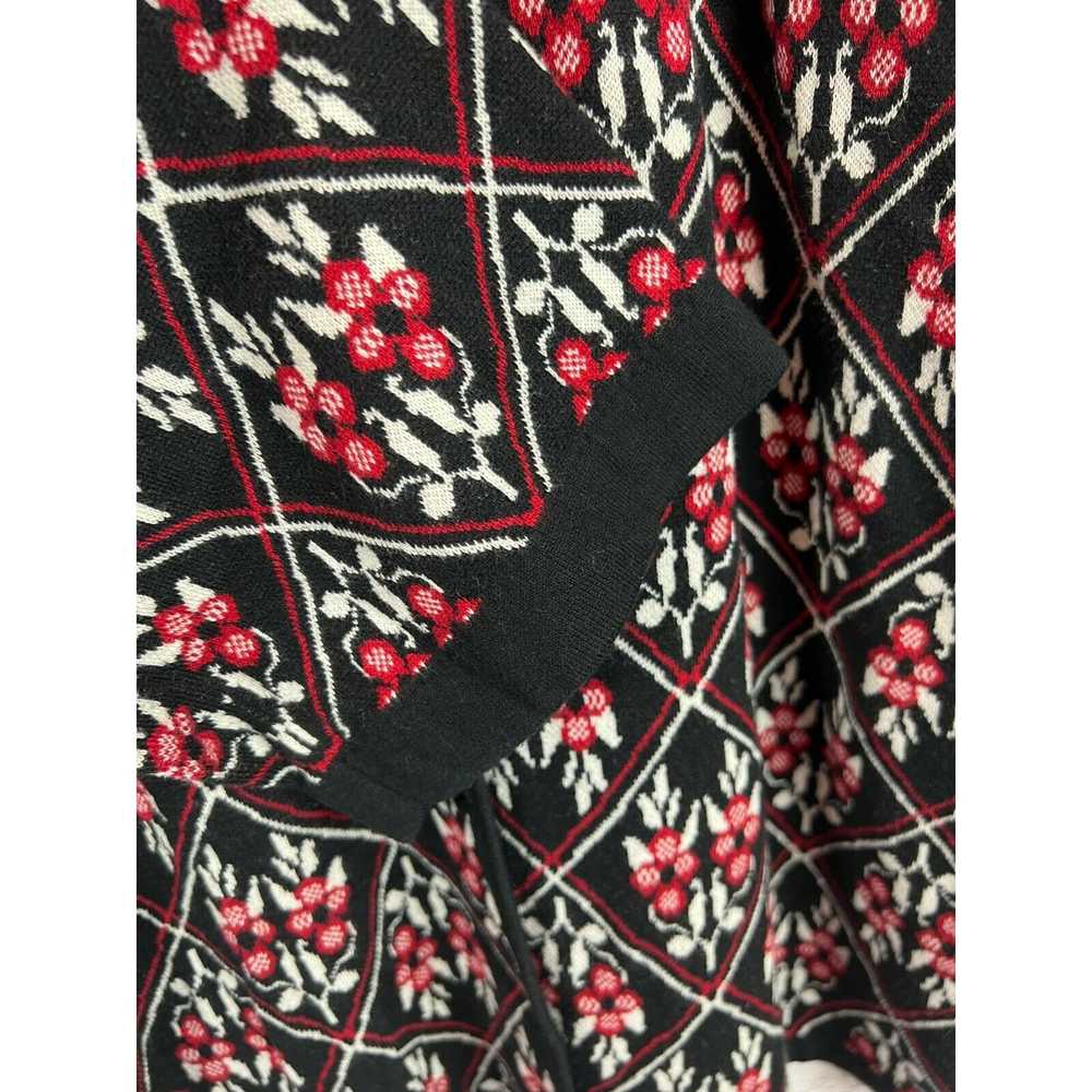 DRESSBARN black red white knit floral button down… - image 6