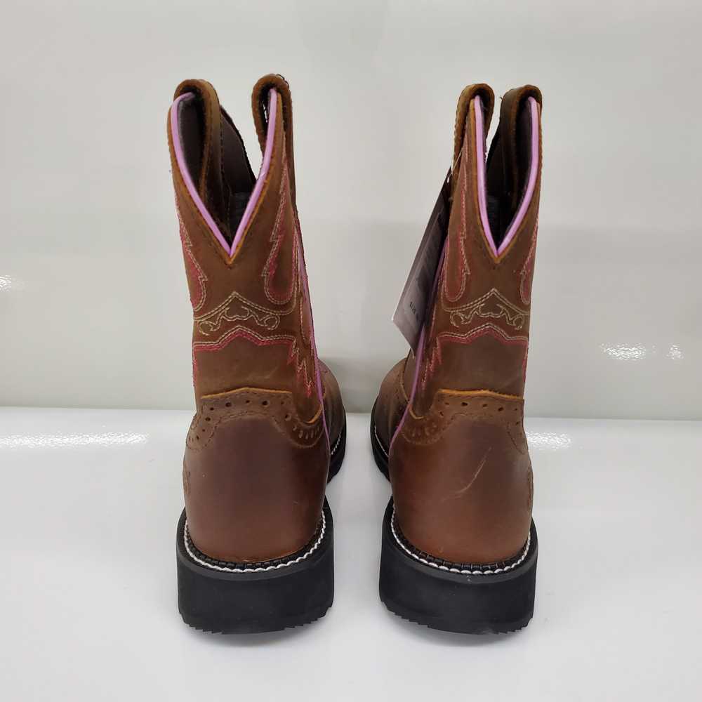 Justin Boots Brown Leather Steel Toe Boots Size 1… - image 4