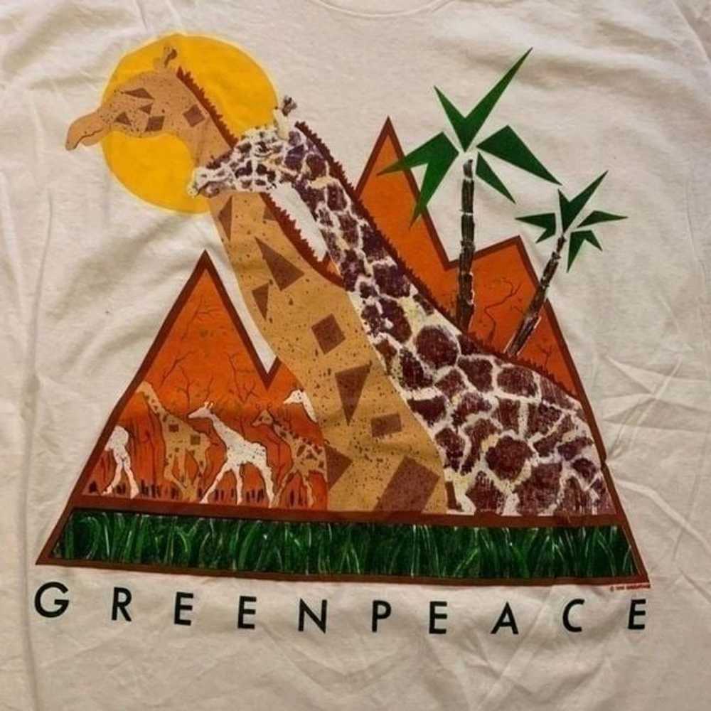 NWOT Vintage Unisex 1988 Greenpeace White Graphic… - image 2
