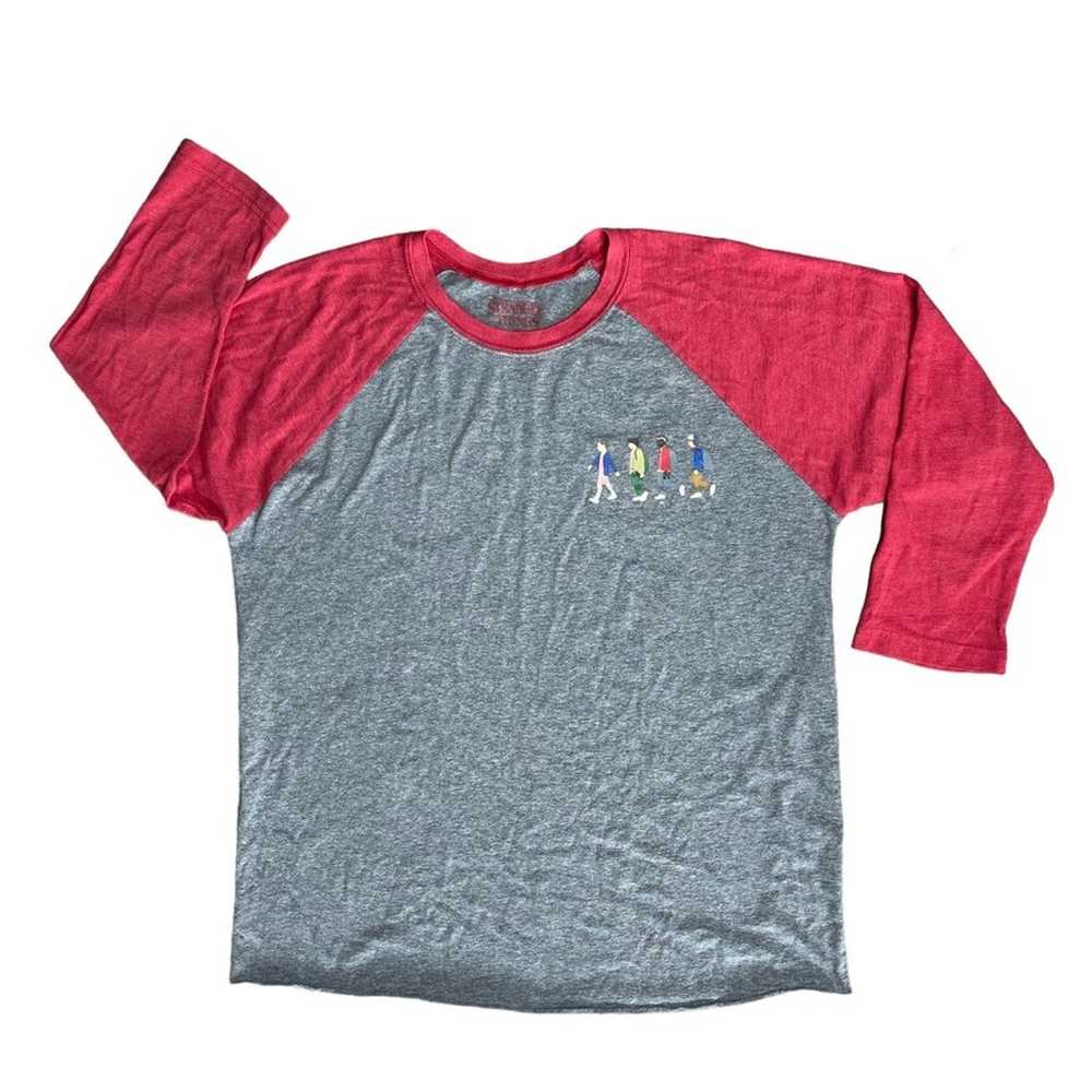 STRANGER THINGS Gray Red Raglan 3/4 Sleeve Baseba… - image 1