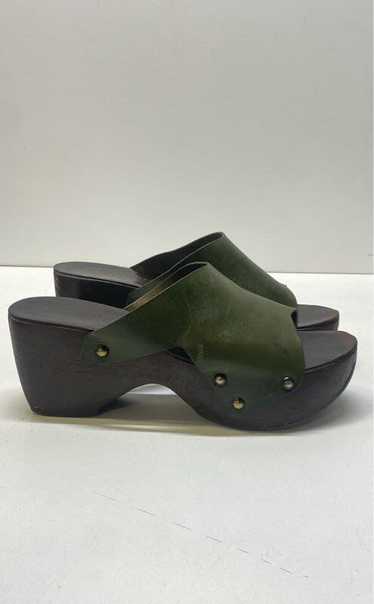 Robert Clergerie Leather Platform Mule Sandals Ol… - image 1