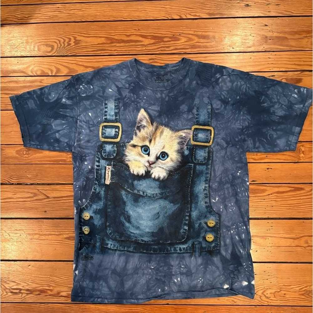 The Mountain 2002 Cat T-Shirt Blue Tie Dye Size XL - image 1
