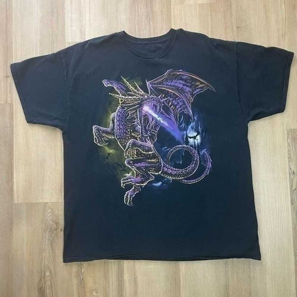 Dragon Fantasy T-Shirt Purple Black - image 1