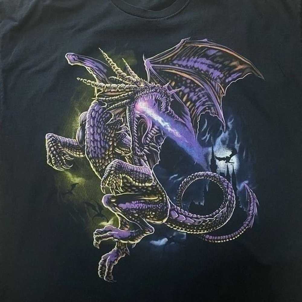 Dragon Fantasy T-Shirt Purple Black - image 3