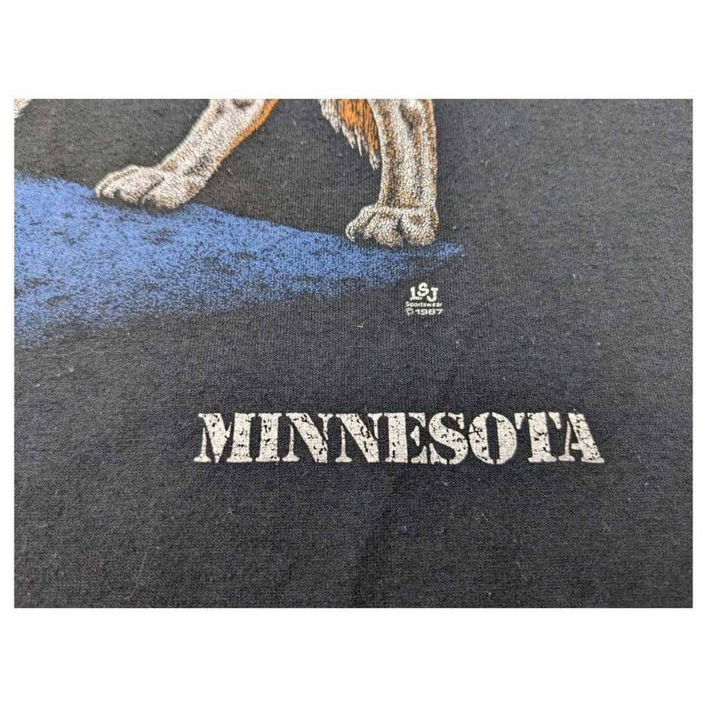Vintage 90s Wolf Single Stitch T Shirt Minnesota - image 3